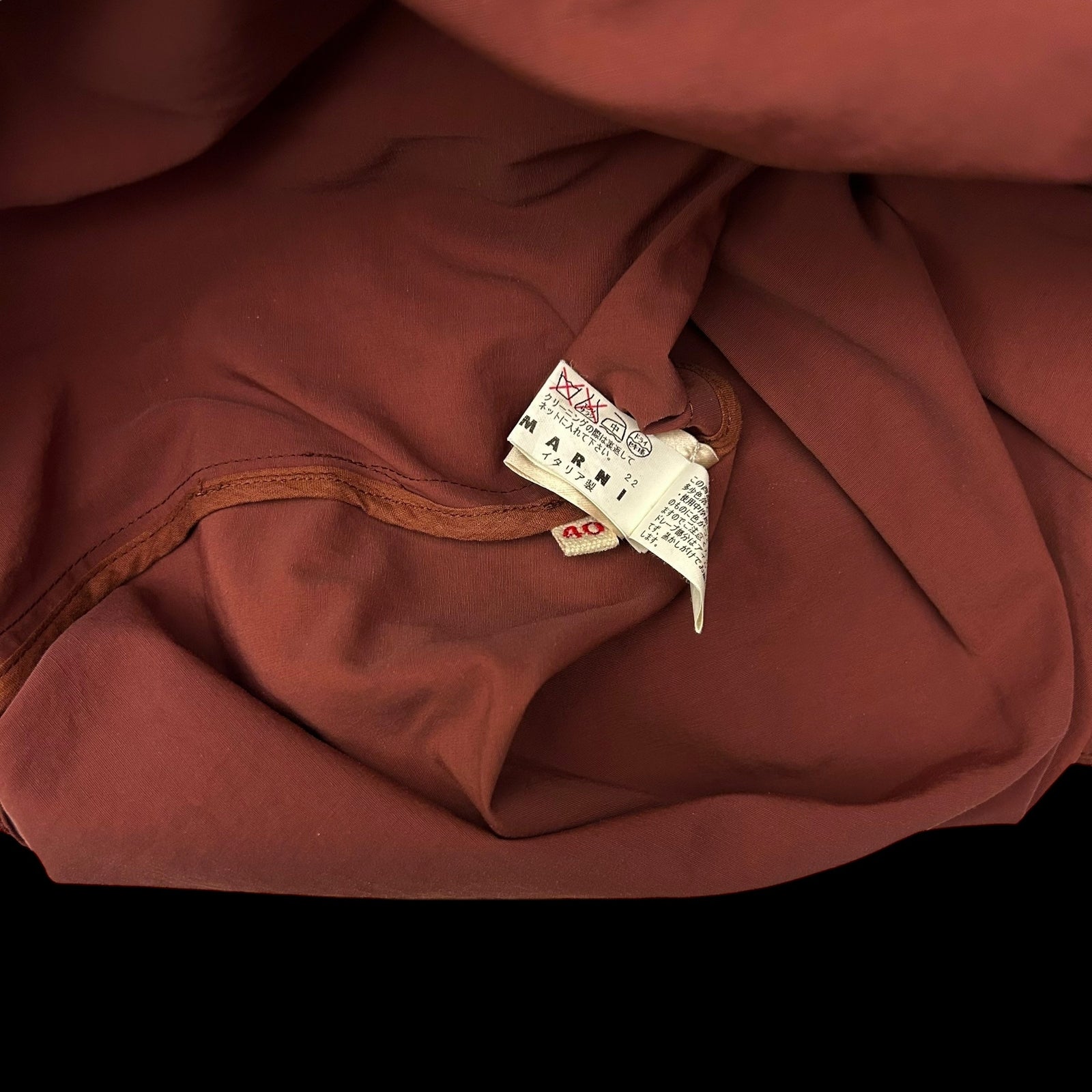 Marni Mid Length Pleated Nylon Skirt Stone Red (Fits 32”)