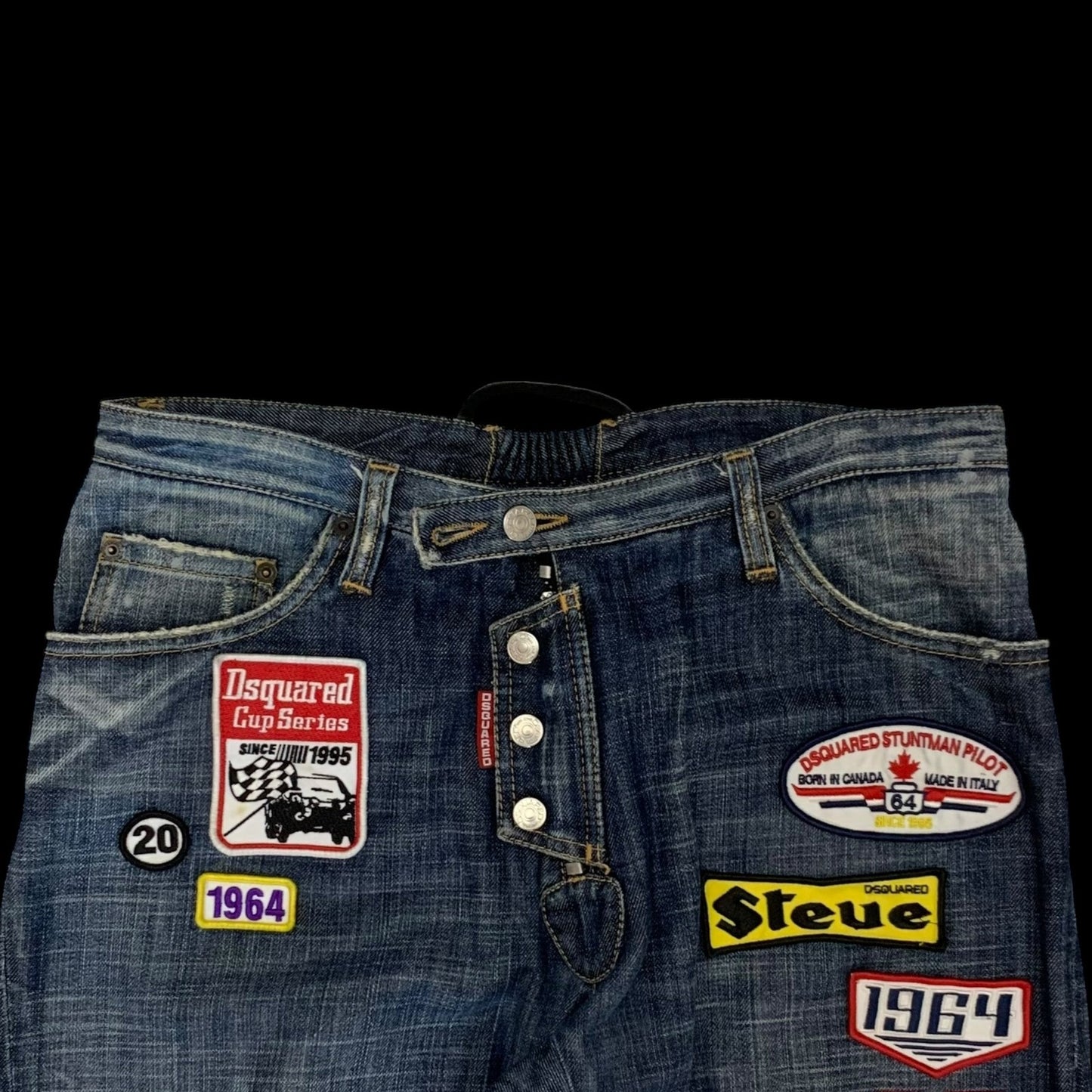 Dsquared 2000s Cup Series Patch Jeans (Size 32”)