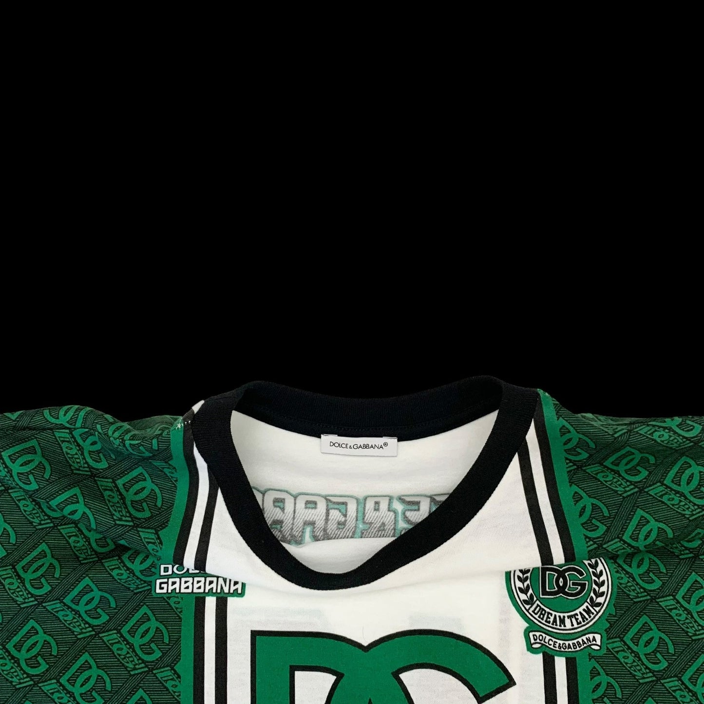Dolce & Gabbana Interlocked Logo Football T-shirt Green/White (fits S-M womens)