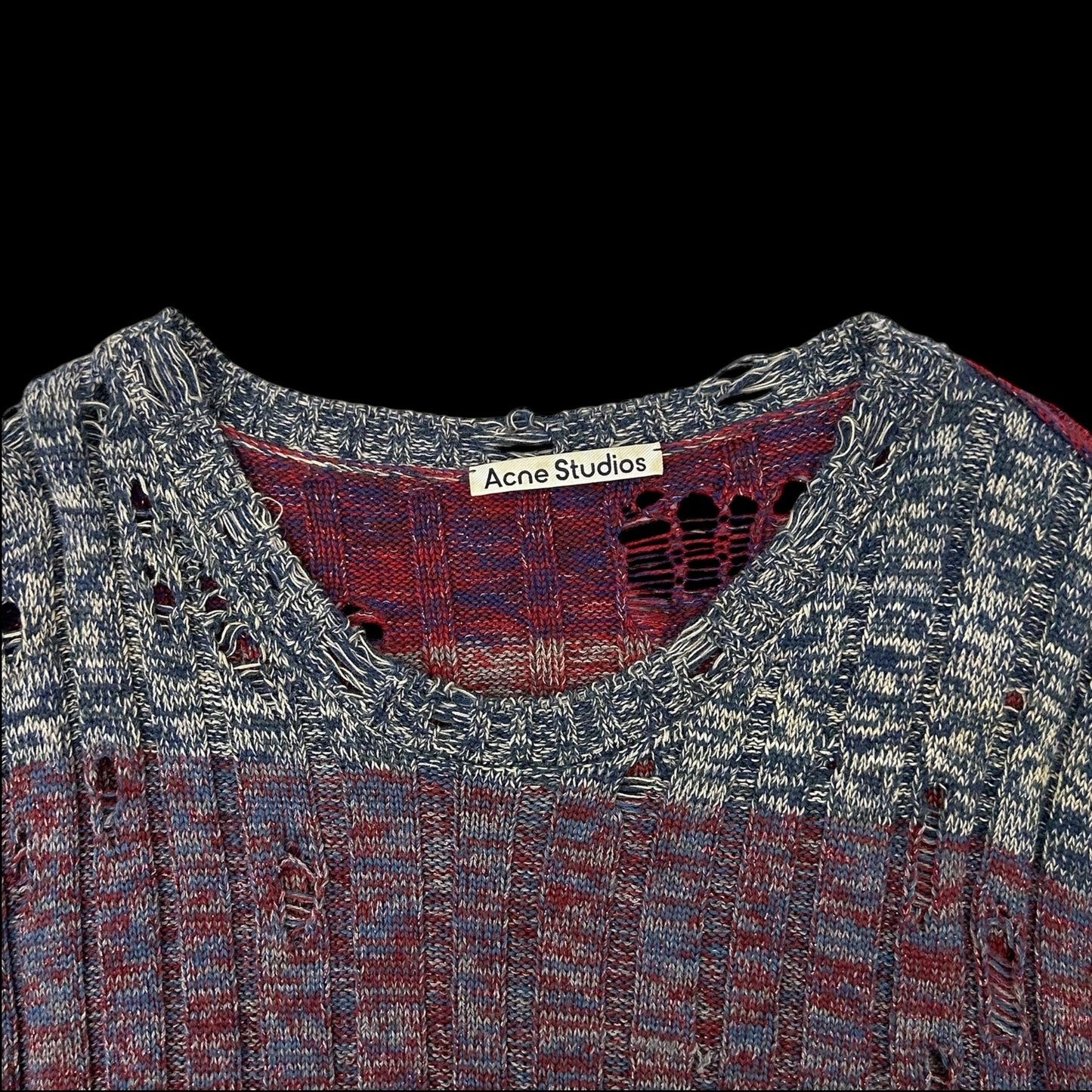 Acne Studios Karlos Distressed Melange Knit Sweater (Fits L-XL)