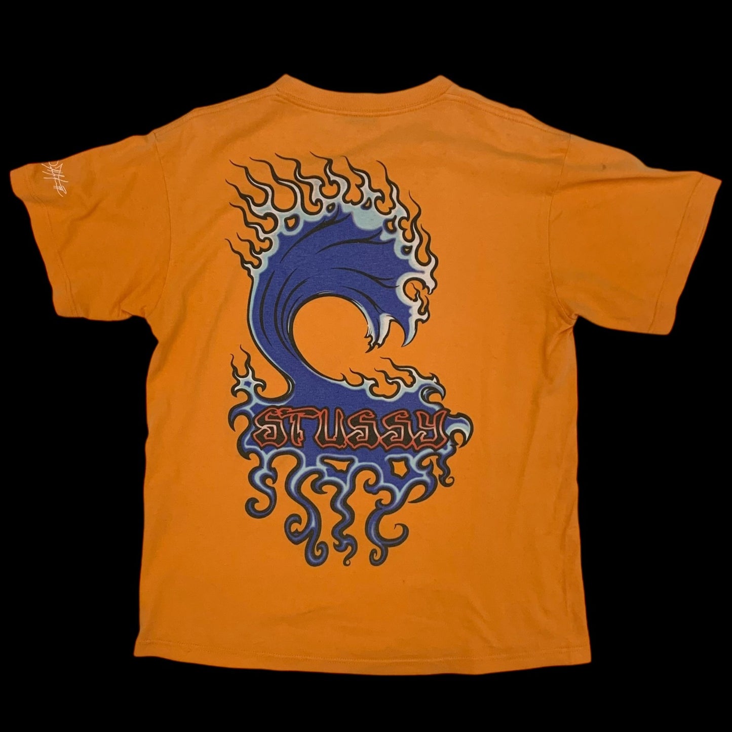 Stussy Vintage 00s ‘Inferno Wave’ T-Shirt Orange (Size M)