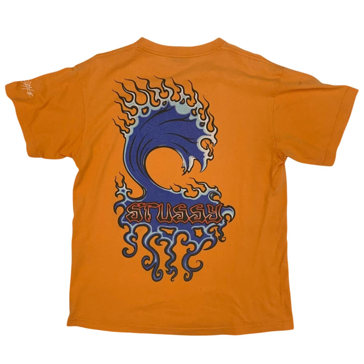 Stussy Vintage 00s ‘Inferno Wave’ T-Shirt Orange (Size M)