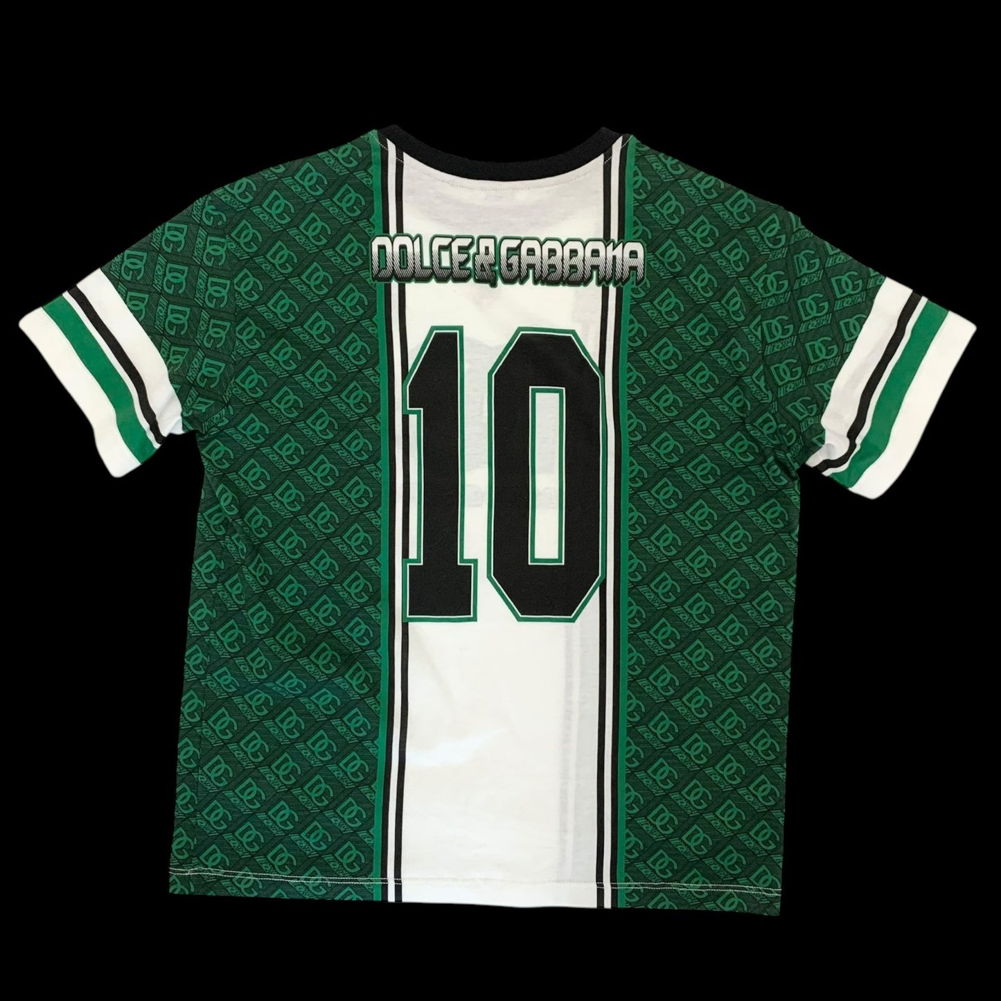 Dolce & Gabbana Interlocked Logo Football T-shirt Green/White (fits S-M womens)