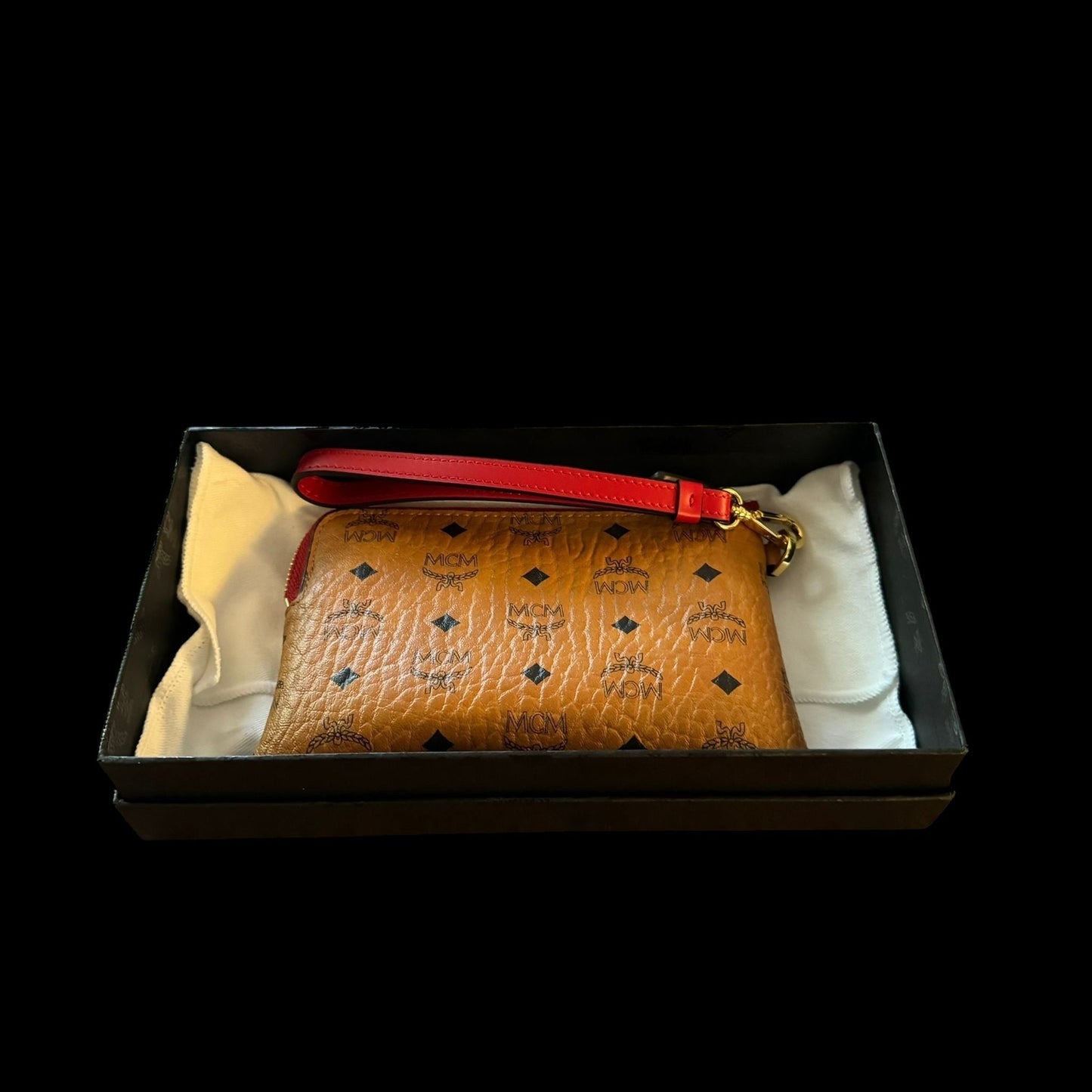 MCM Visetos Pattern Tan Leather Pouch / Wallet