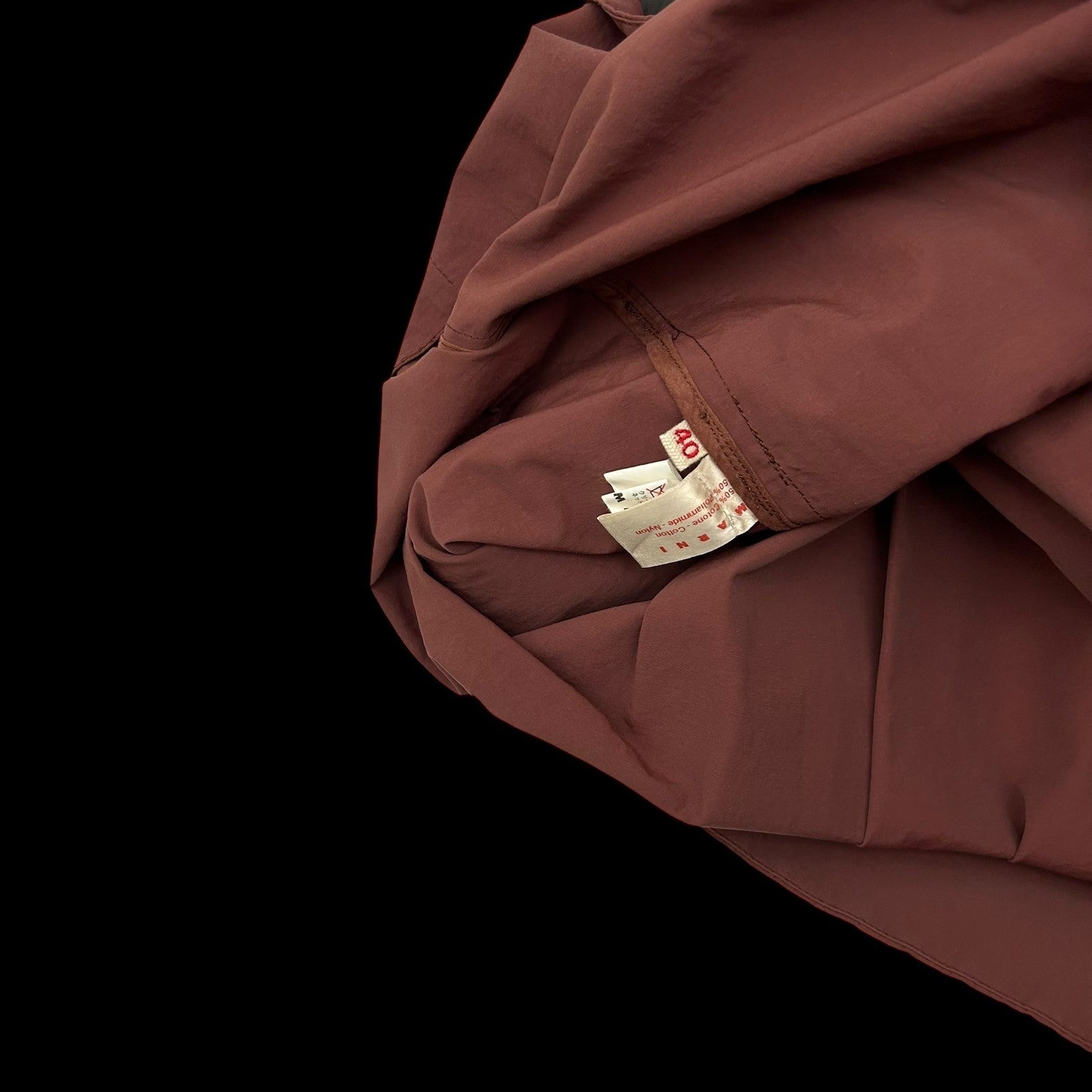 Marni Mid Length Pleated Nylon Skirt Stone Red (Fits 32”)