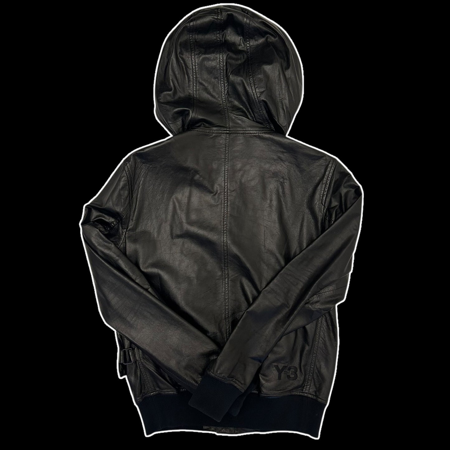 Y-3 Faux Leather Jacket with Detachable Sling Bag Black (Size S)