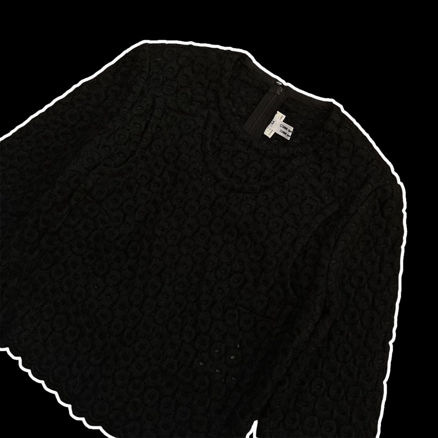 AD2012 Comme Des Garçons Black Wool Blend Top (Fits S)