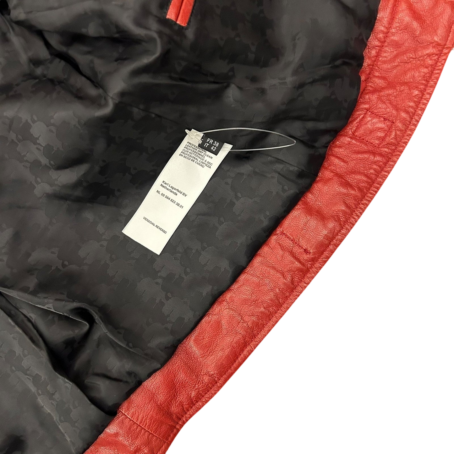 Karl Lagerfeld Goat Leather Biker Jacket Red (Fits M Womens)