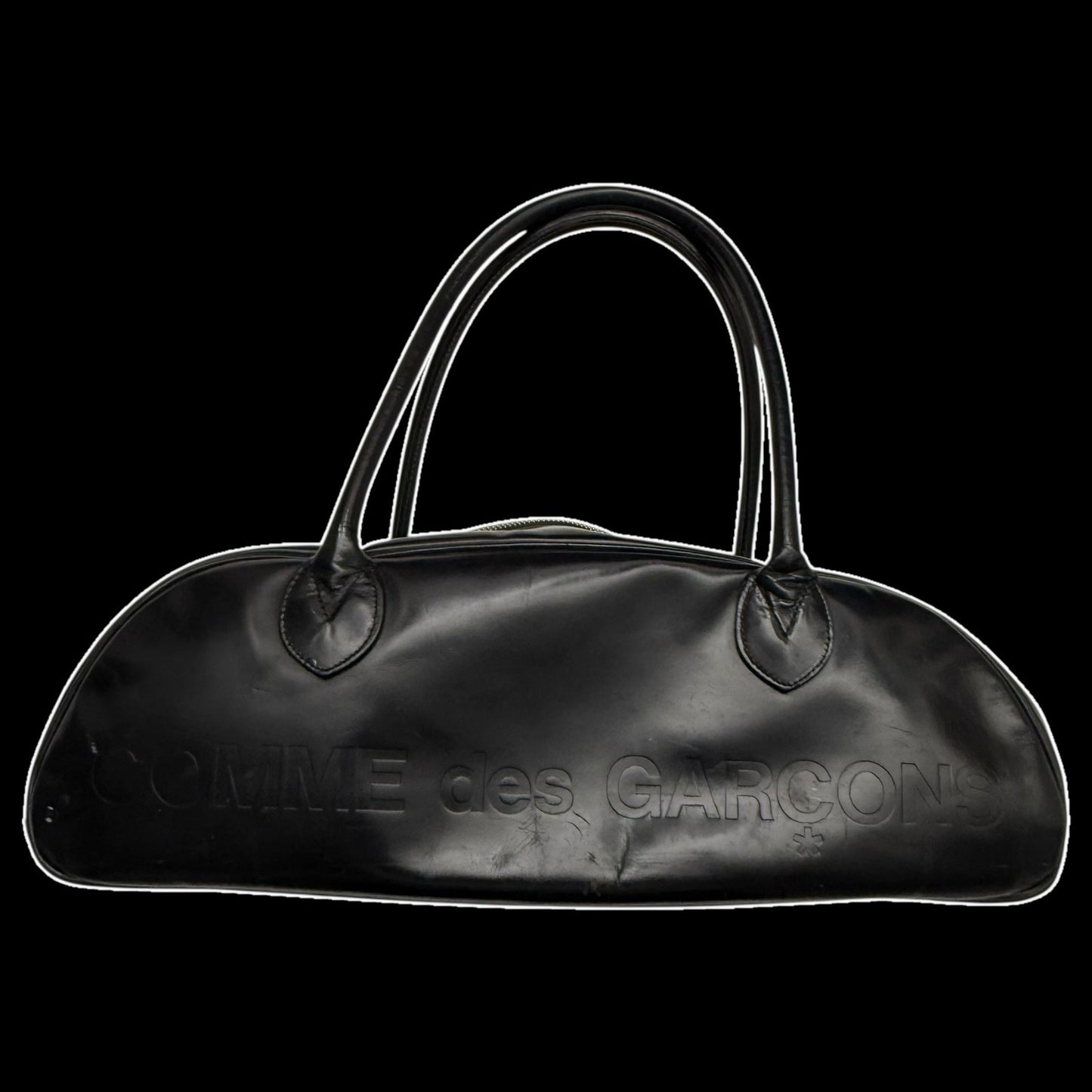 Comme des Garçons 90s Leather Boston Bag Black