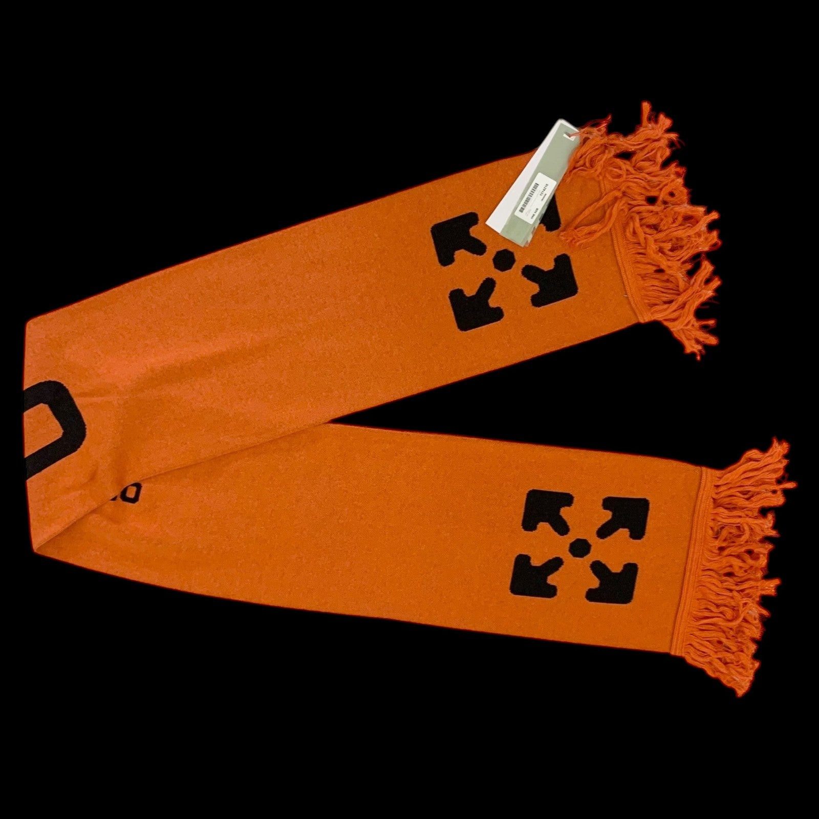 Off-White SS20 Logo Jacquard Knitted Scarf Orange