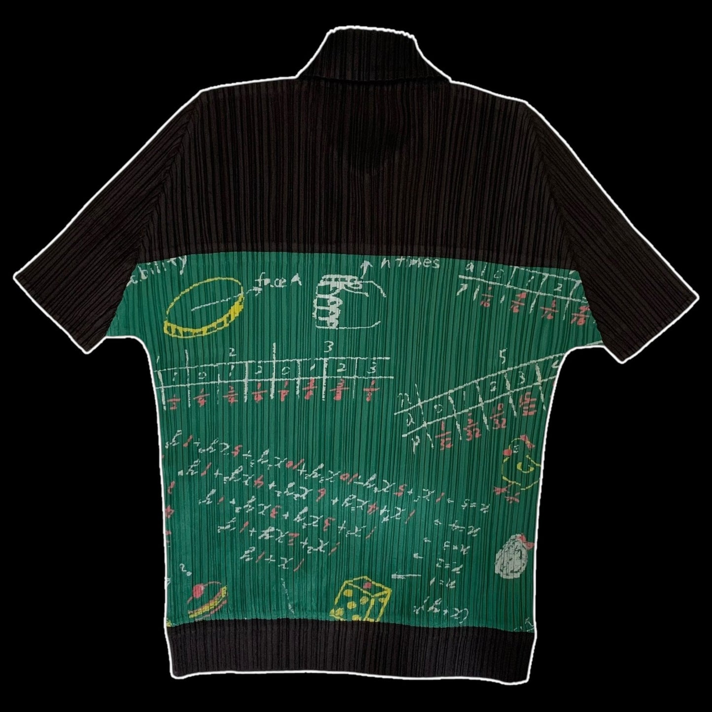 Issey Miyake Pleats Please 00s Mathematics Print T-Shirt Green/Black (Size 3)