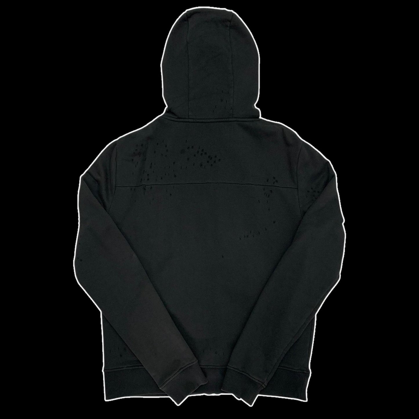 IRO Laslo Distressed Zip Up Hoodie Black (Fits L-XL)