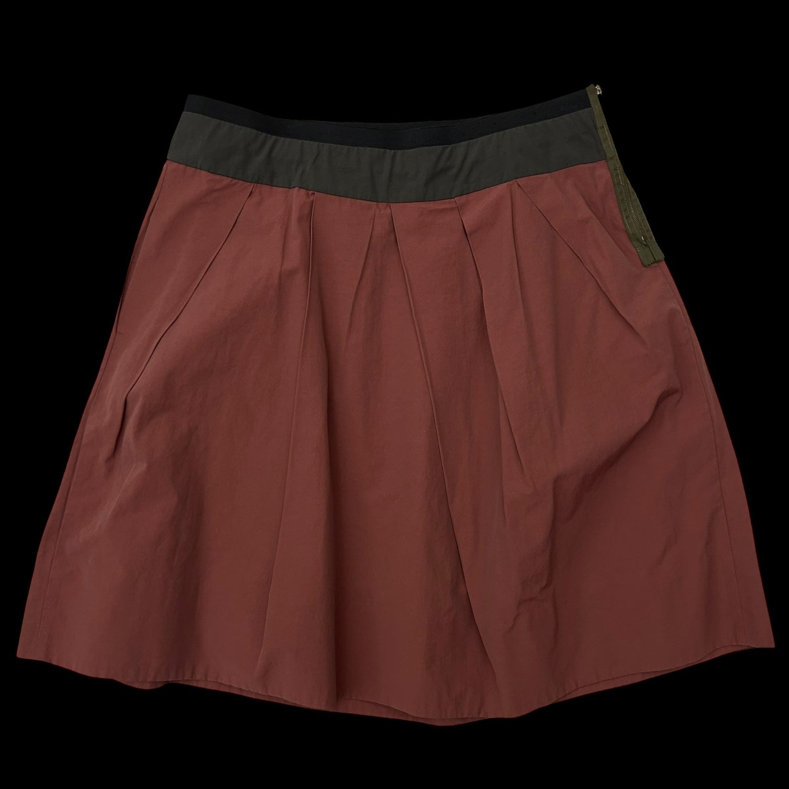 Marni Mid Length Pleated Nylon Skirt Stone Red (Fits 32”)