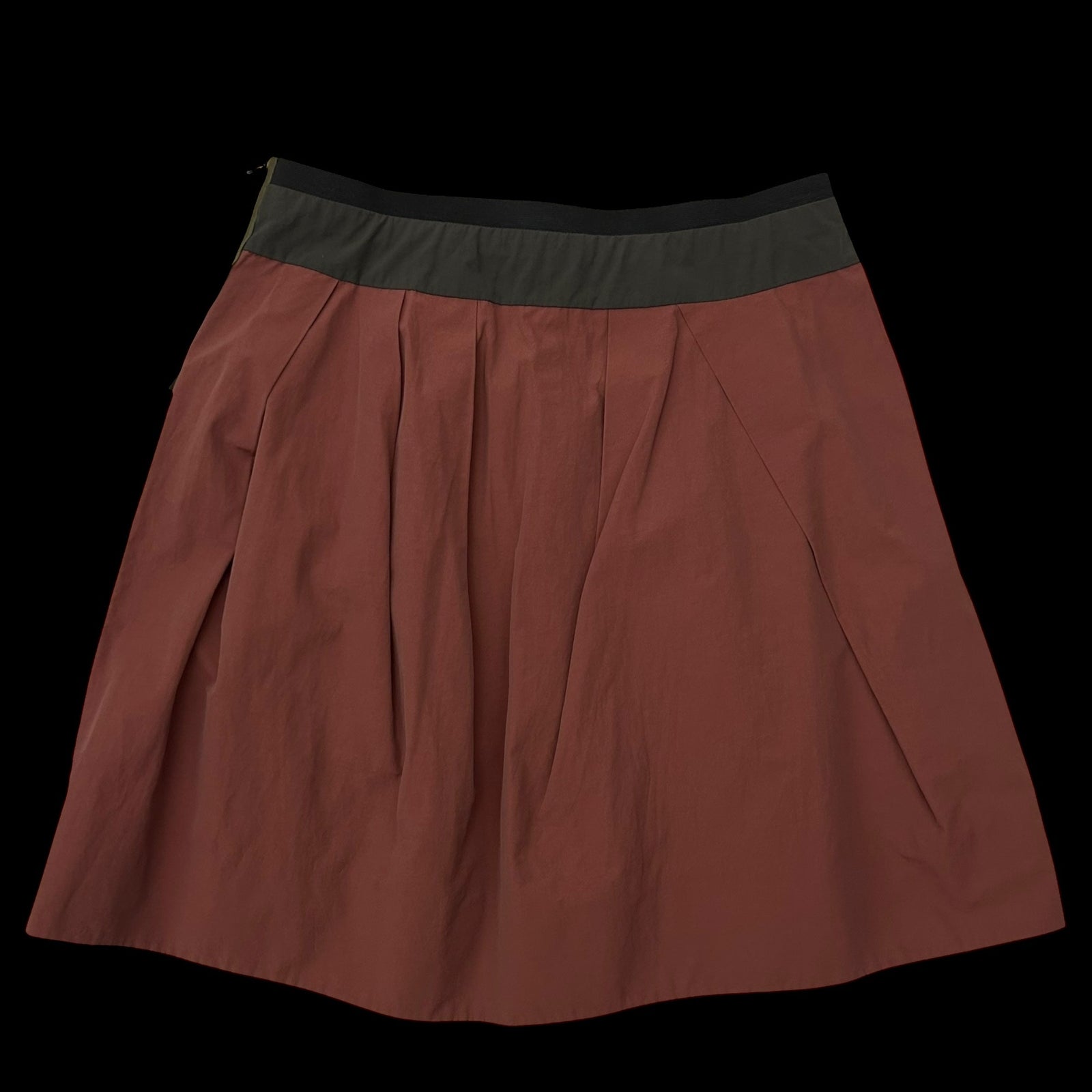 Marni Mid Length Pleated Nylon Skirt Stone Red (Fits 32”)