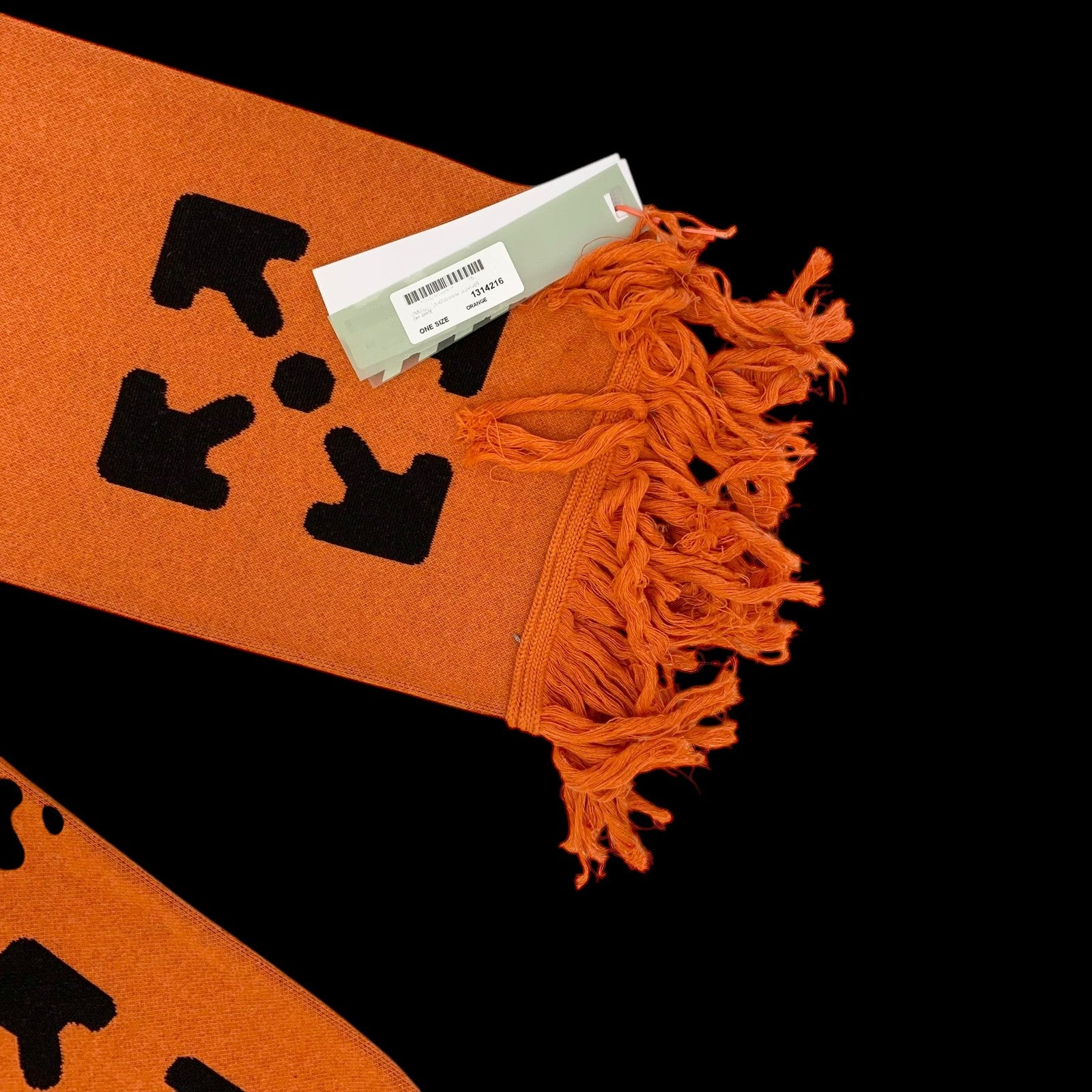 Off-White SS20 Logo Jacquard Knitted Scarf Orange