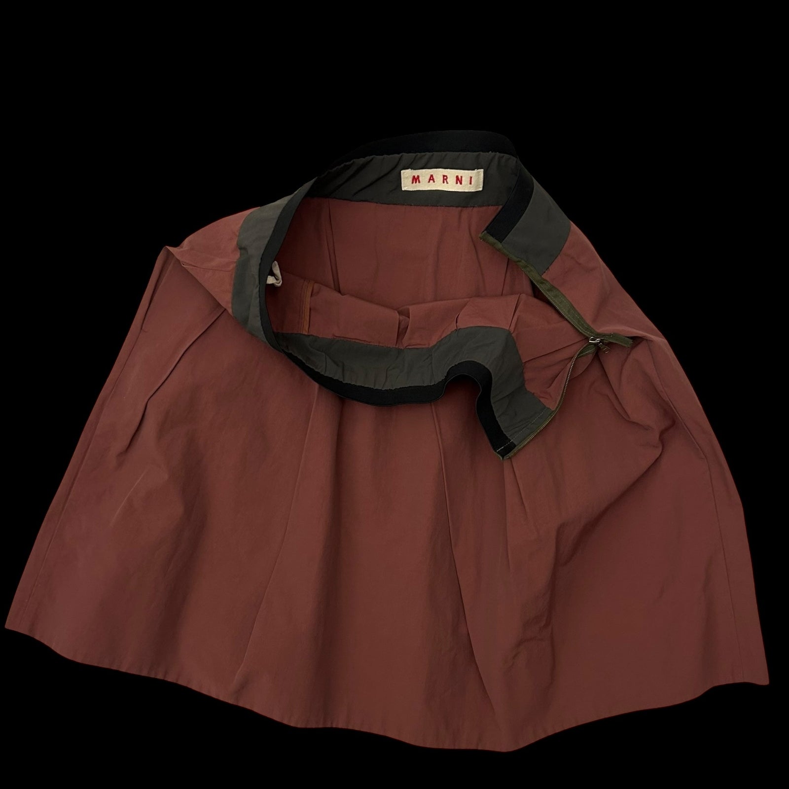 Marni Mid Length Pleated Nylon Skirt Stone Red (Fits 32”)