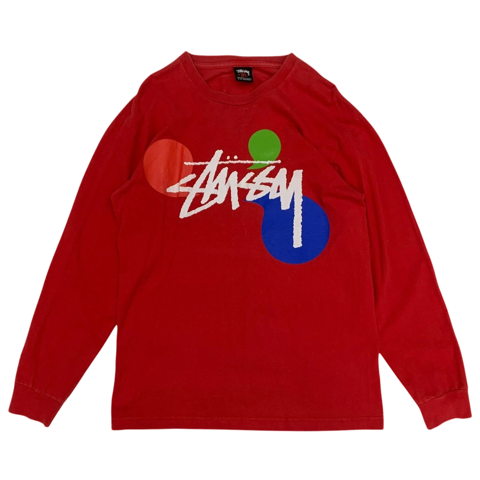 Stussy Vintage 00s Color Dot Longsleeve Red (Fits S-M)
