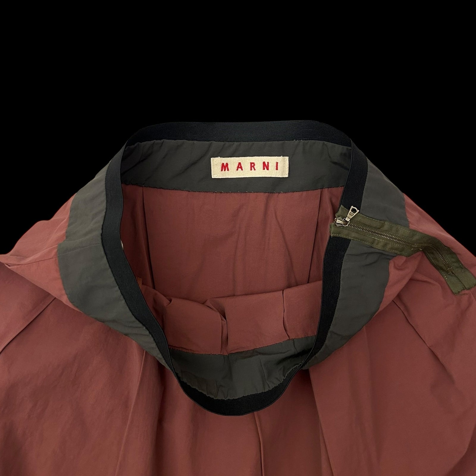 Marni Mid Length Pleated Nylon Skirt Stone Red (Fits 32”)