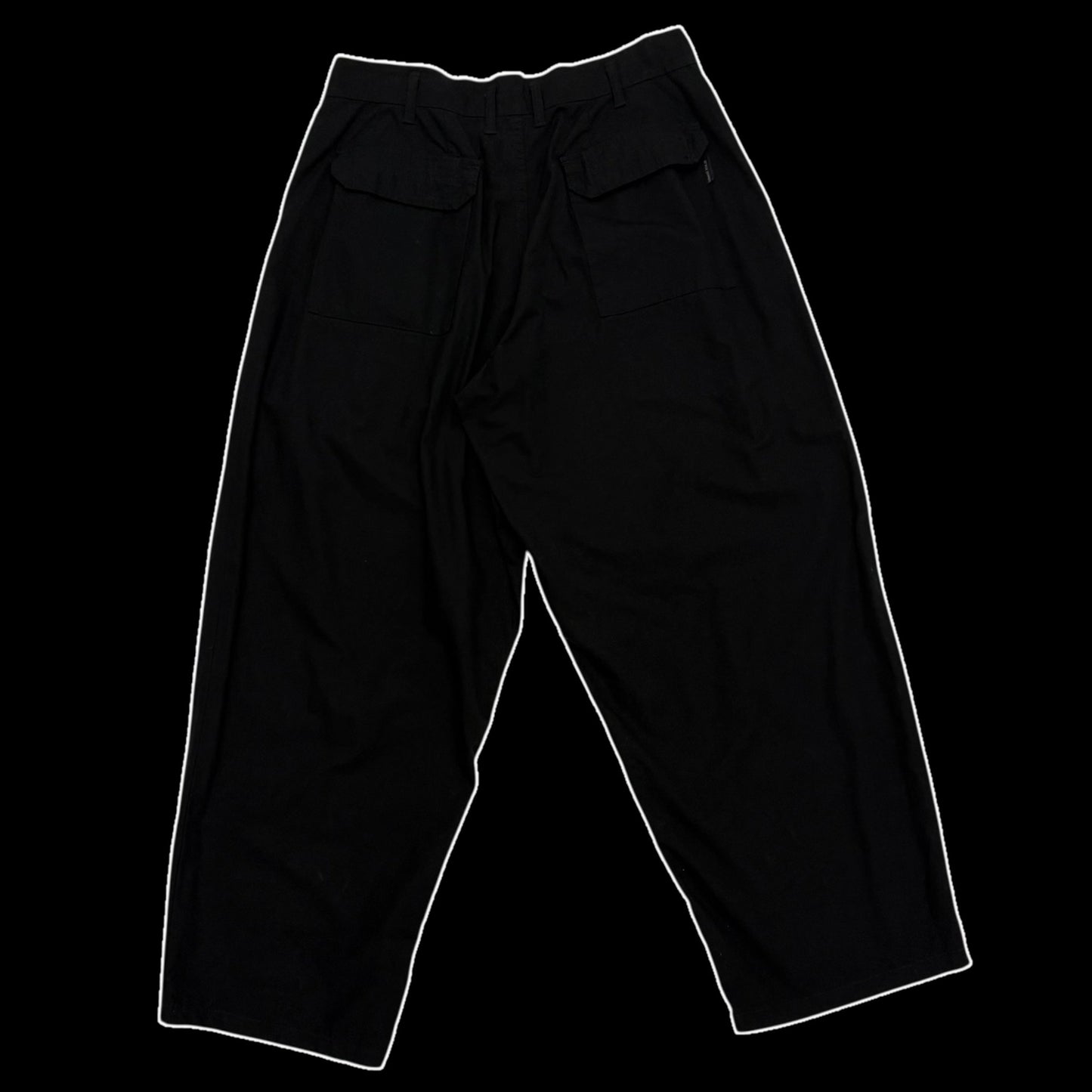 Yohji Yamamoto BLACK Scandal Pleated Wide-Leg Pants Black (Size L)