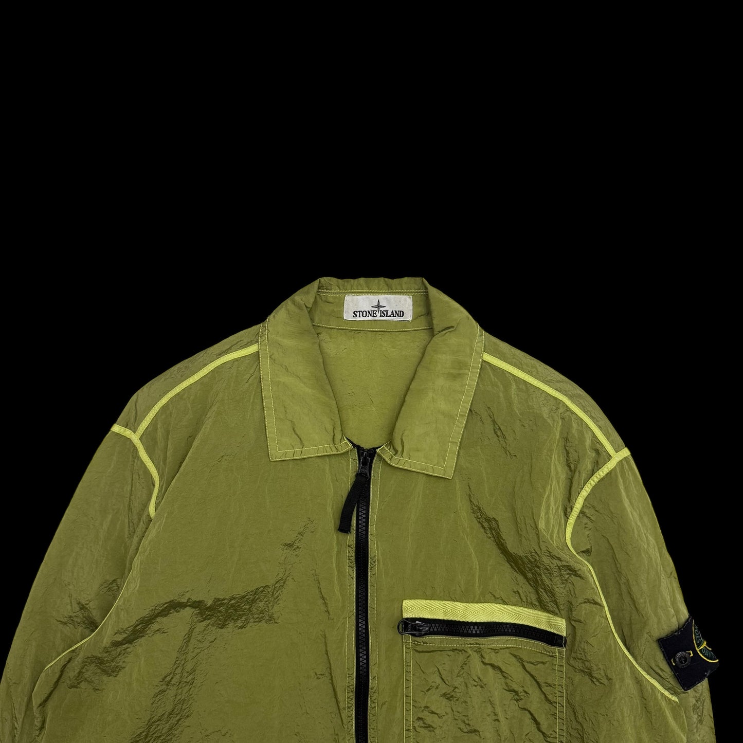 Stone Island Garment-Dyed Nylon Metal Overshirt ‘Lemon Green’ (Fits L-XL)