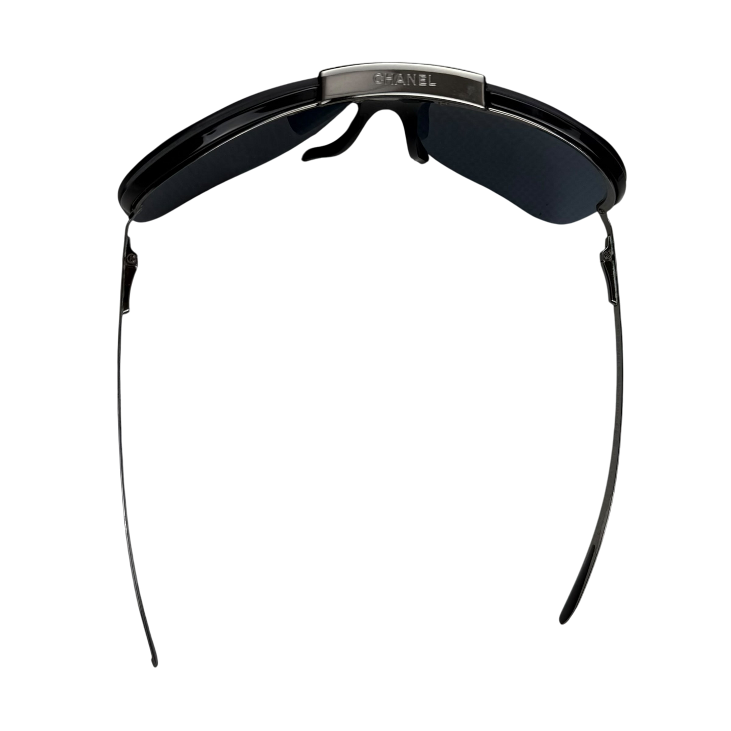 Chanel Rimless Shield Sunglasses Black/Petrol Blue
