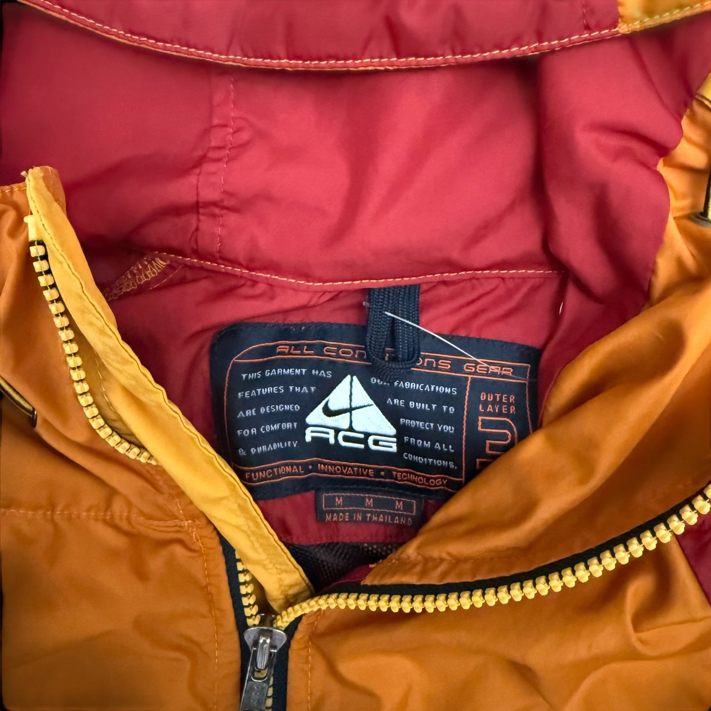 Nike ACG 90s Storm Fit Packable Jacket Orange/Red/Yellow (Size M)