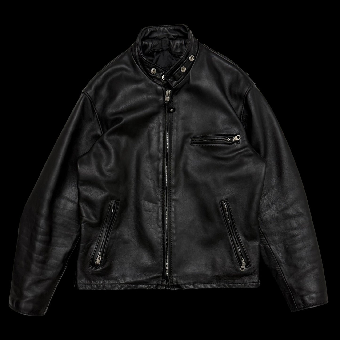 Schott 641 Horsehide Cafe Racer Jacket Black (Fits M-L)