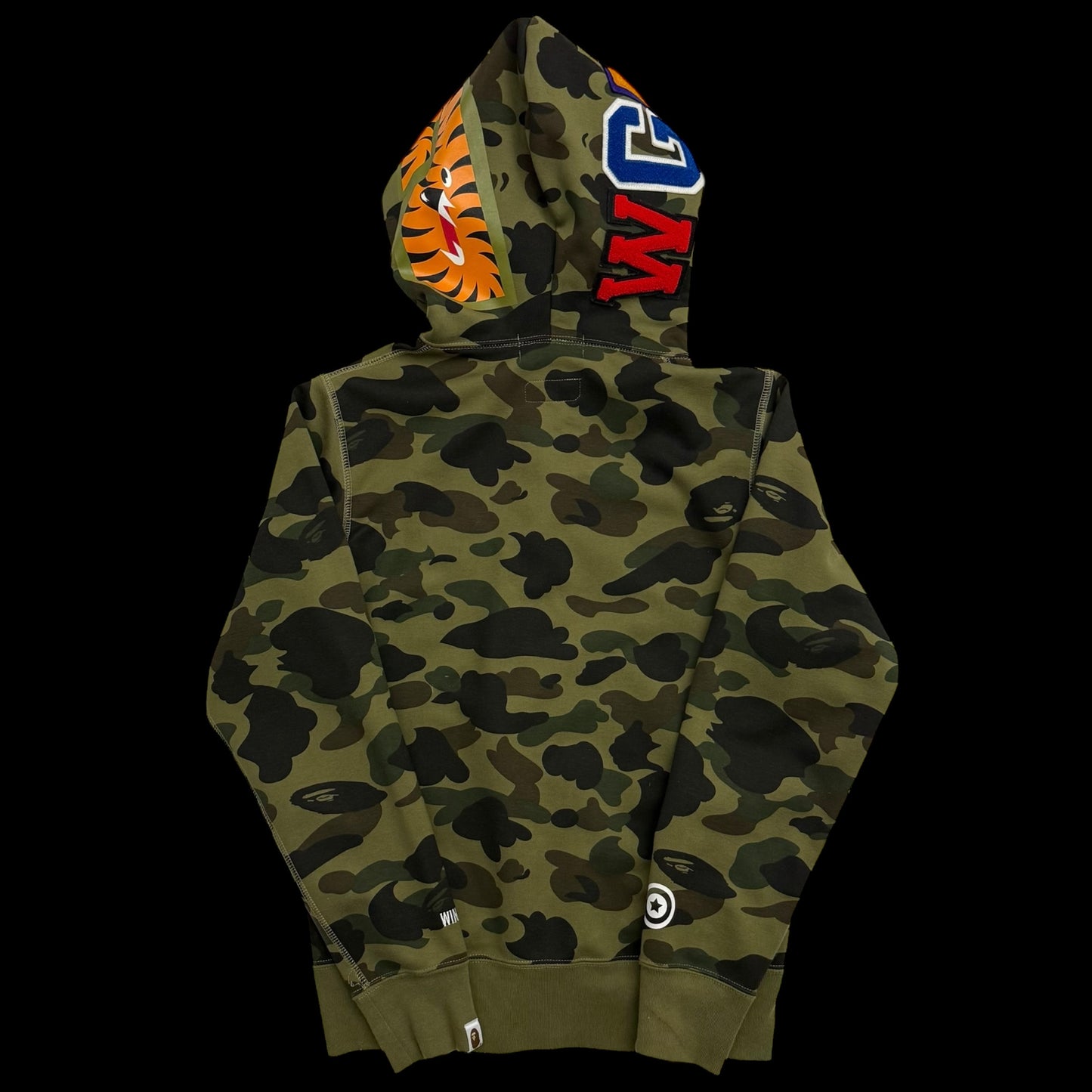 BAPE (A Bathing Ape) 1st Camo Gore Windstopper Camo Shark Zip-Up Hoodie Green (Size S)