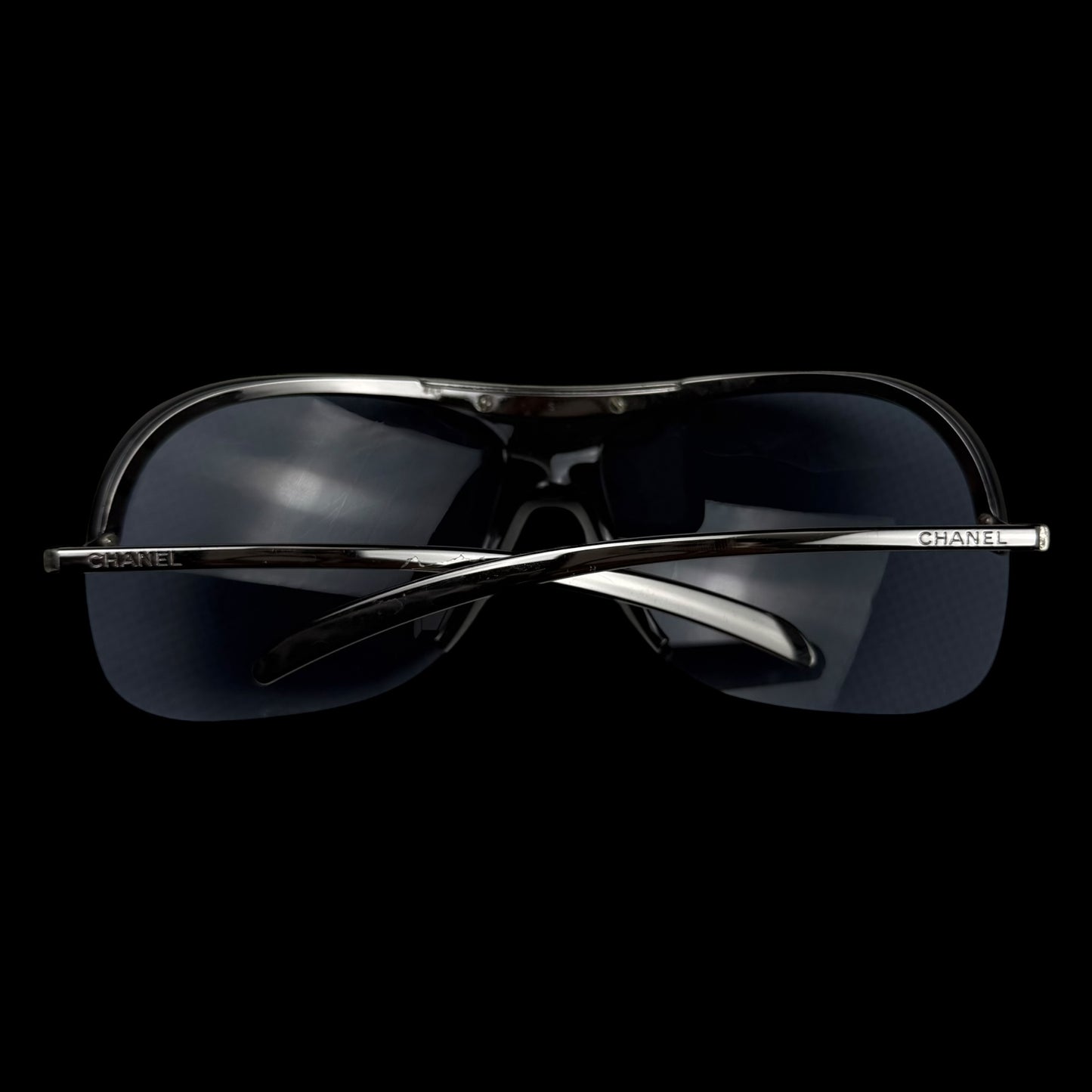 Chanel Rimless Shield Sunglasses Black/Petrol Blue