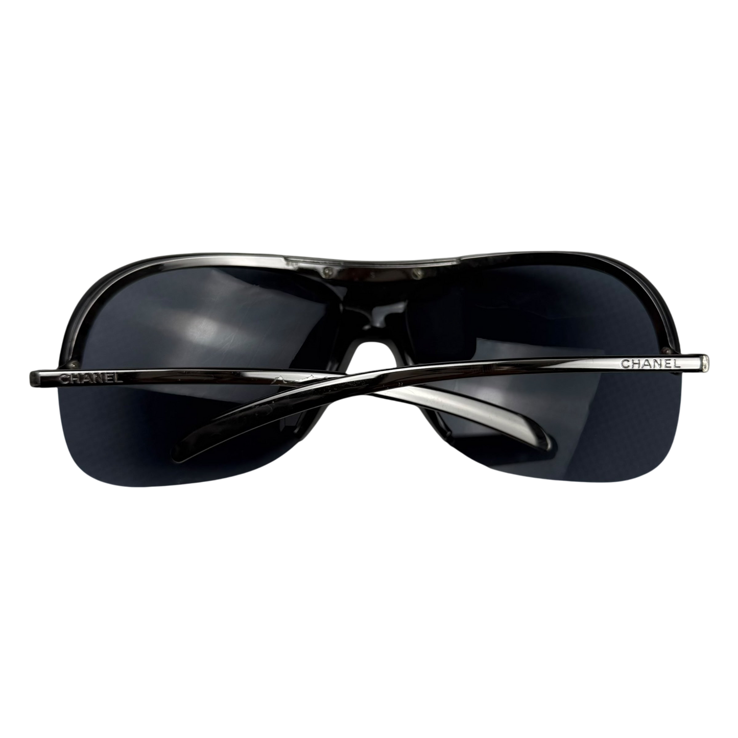 Chanel Rimless Shield Sunglasses Black/Petrol Blue