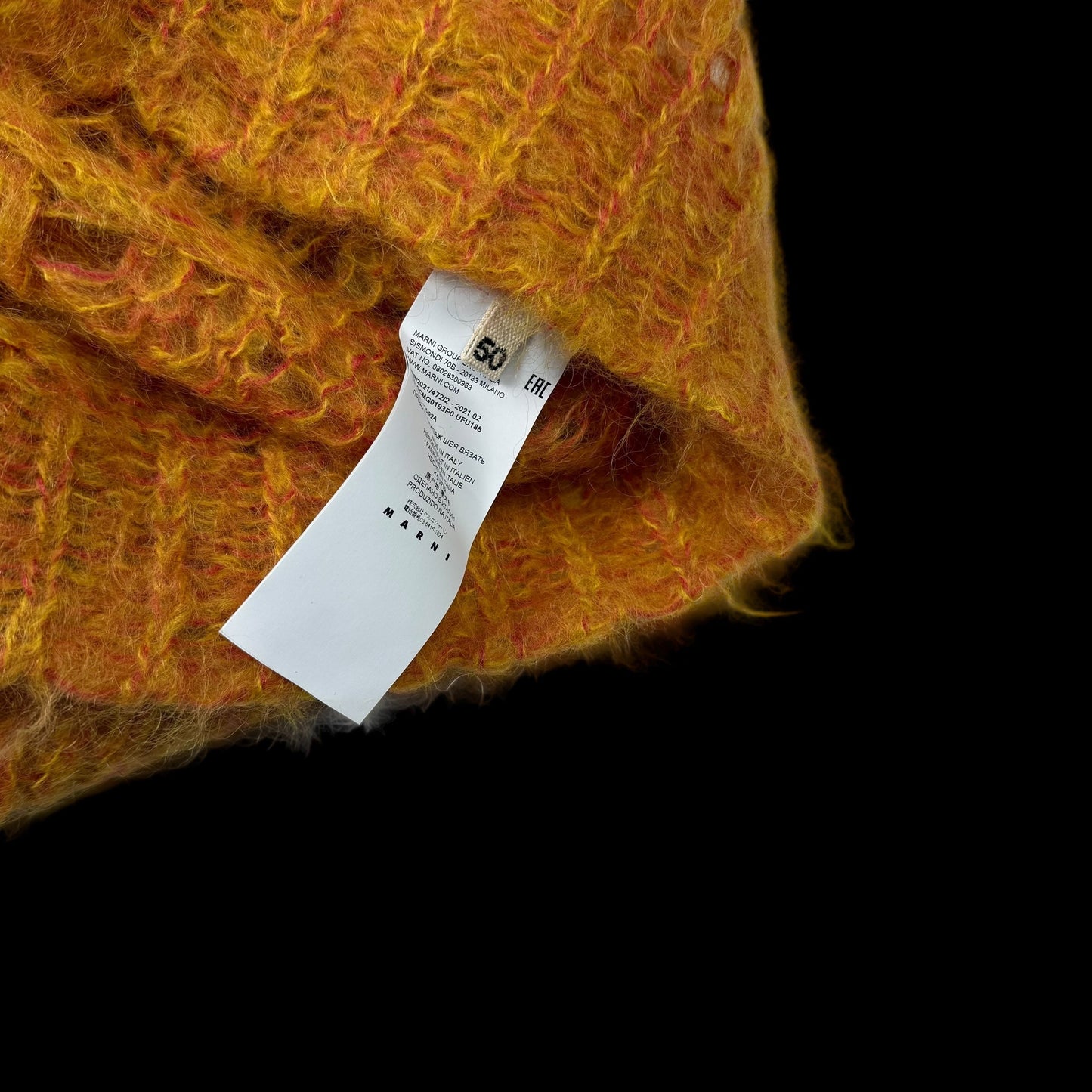 MARNI Latticed Open-Gauge Oversized Mohair-Blend Sweatshirt Orange (Size L)