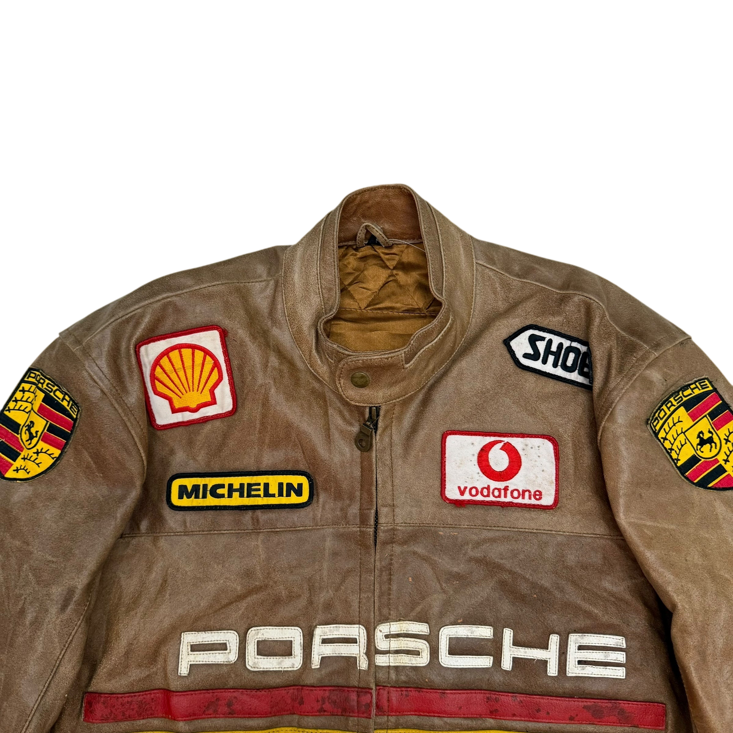 90s Porsche Turbo 911 Leather Racing Jacket Brown (size L)