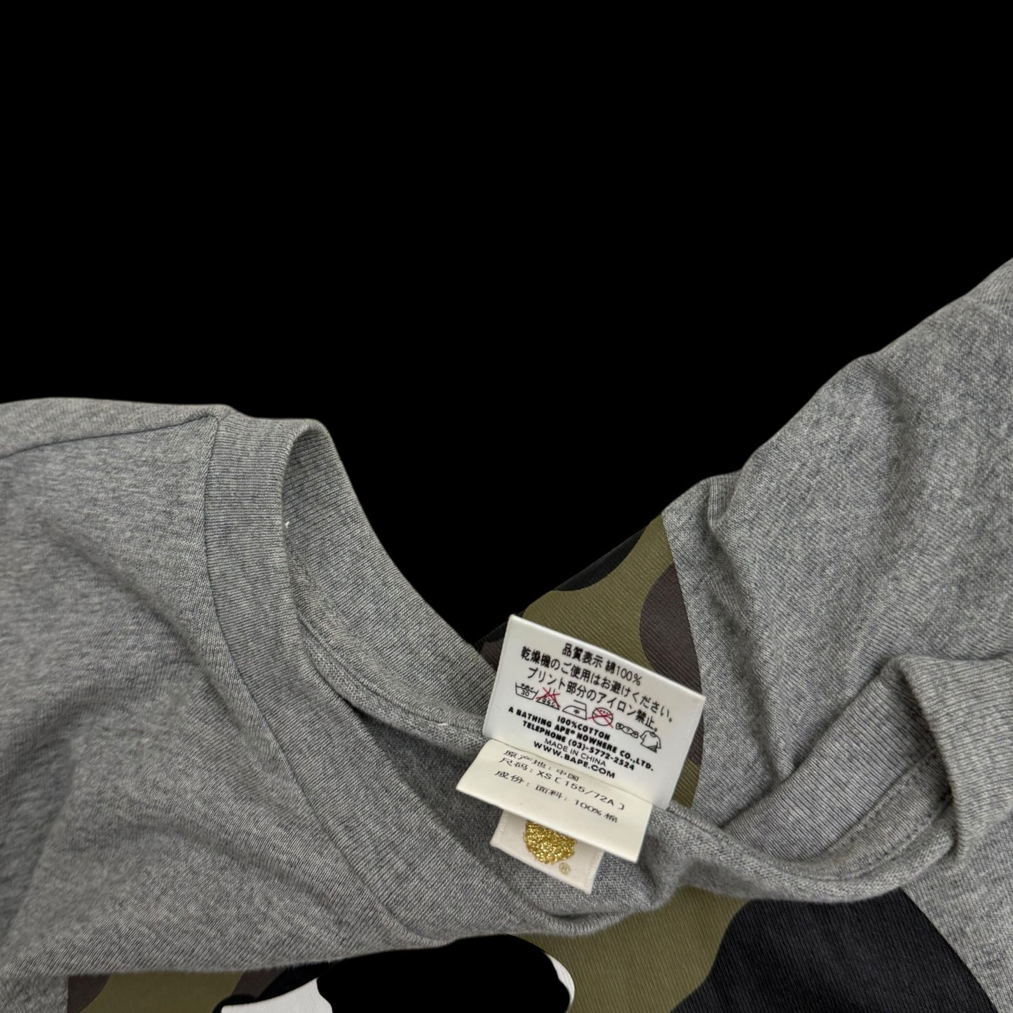 BAPE (A Bathing Ape)1st Camo Big Ape Head Womens T-Shirt Grey (Size Womens XS)