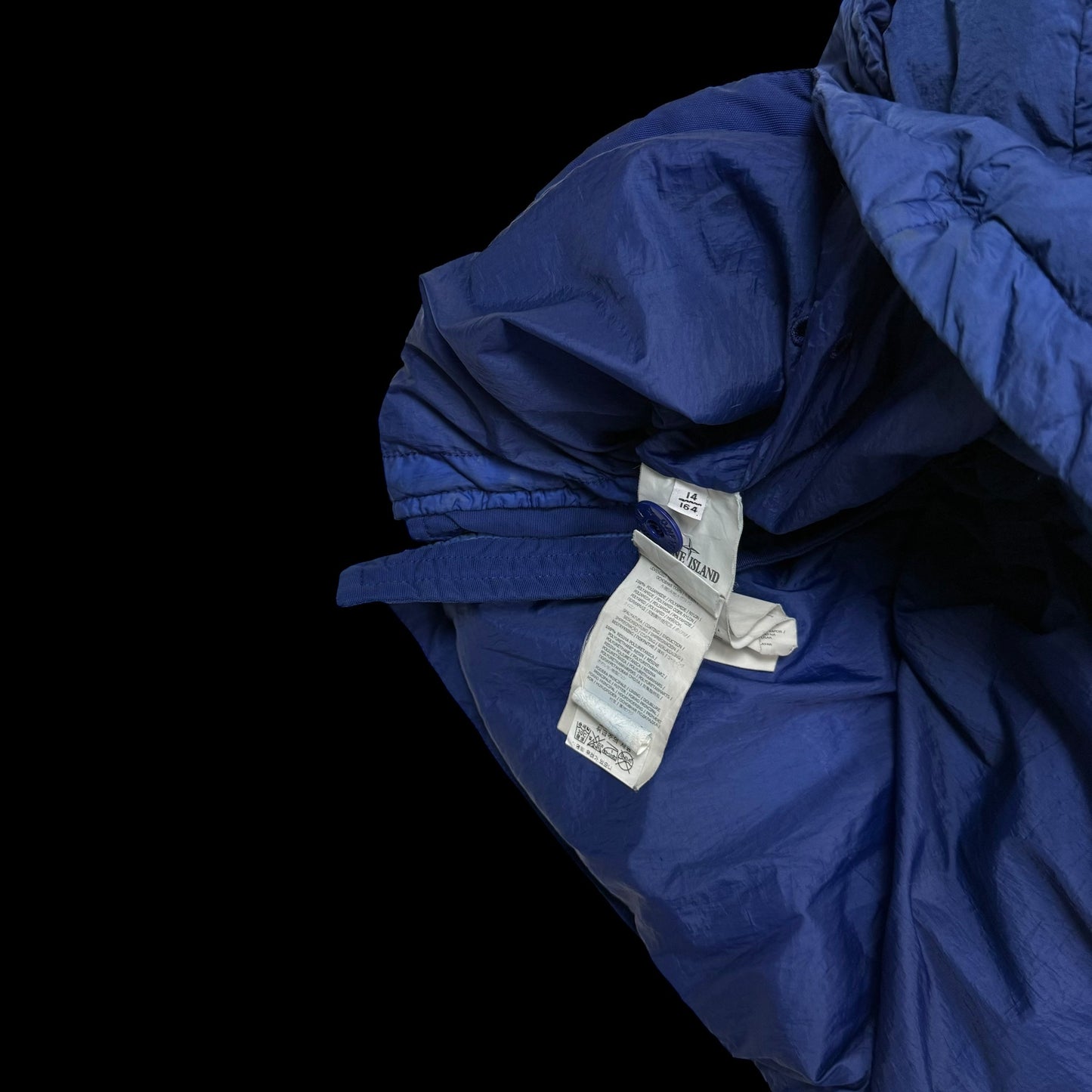 Stone Island Junior Crinkle Nylon Hooded Down Jacket Two-tone Blue (Size 14)