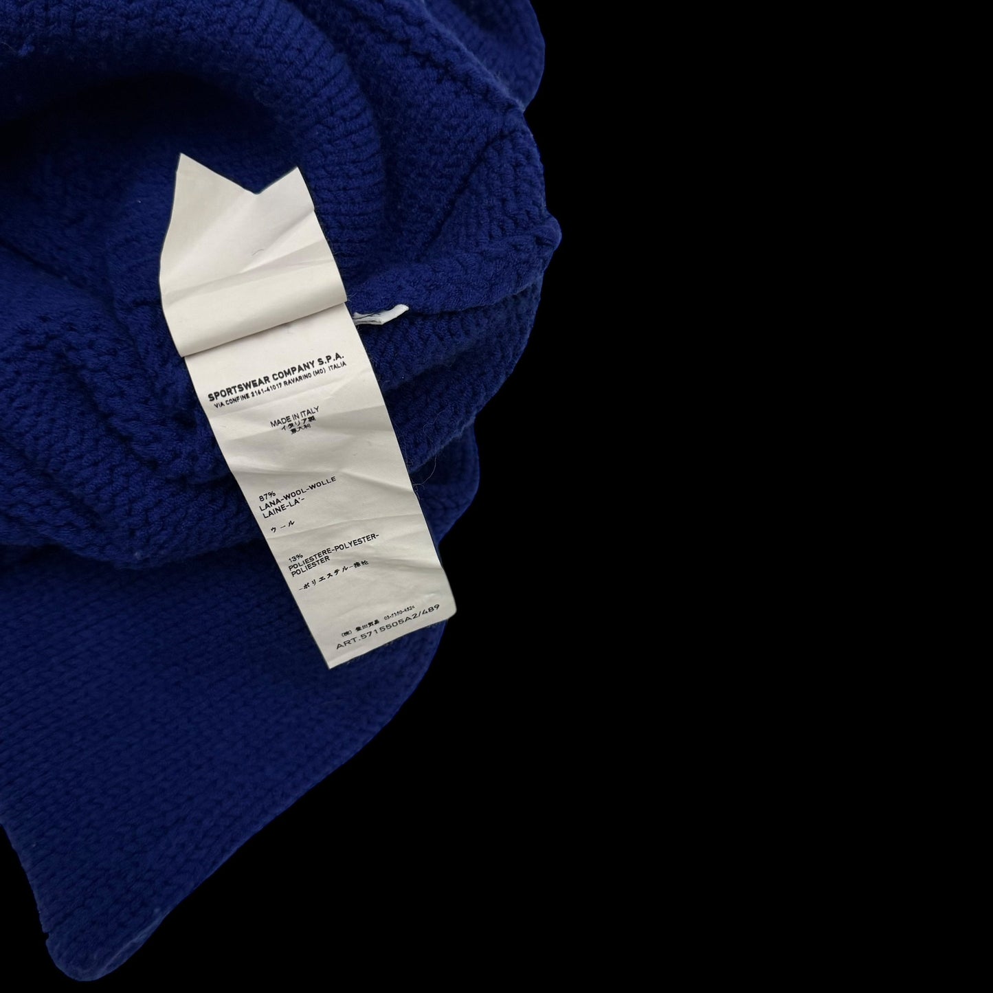 Stone Island AW12 Wool Blend Heavy Knit Zip-Up Sweatshirt Royal Blue (Size M)