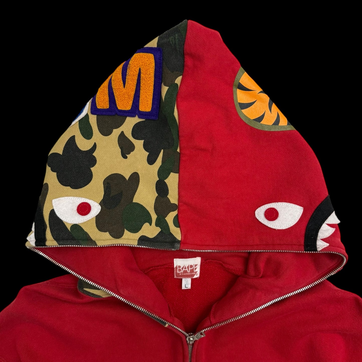 BAPE (A Bathing Ape) 2006 Aoyama Limited Shark Zip-Up Hoodie Red (Size L)