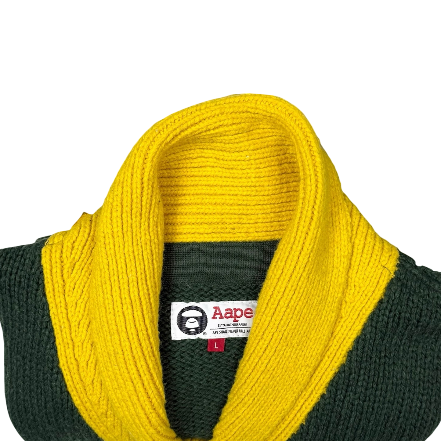 AAPE by A Bathing Ape Embroidered Knit Sweatshirt Cardigan Green (Size L)