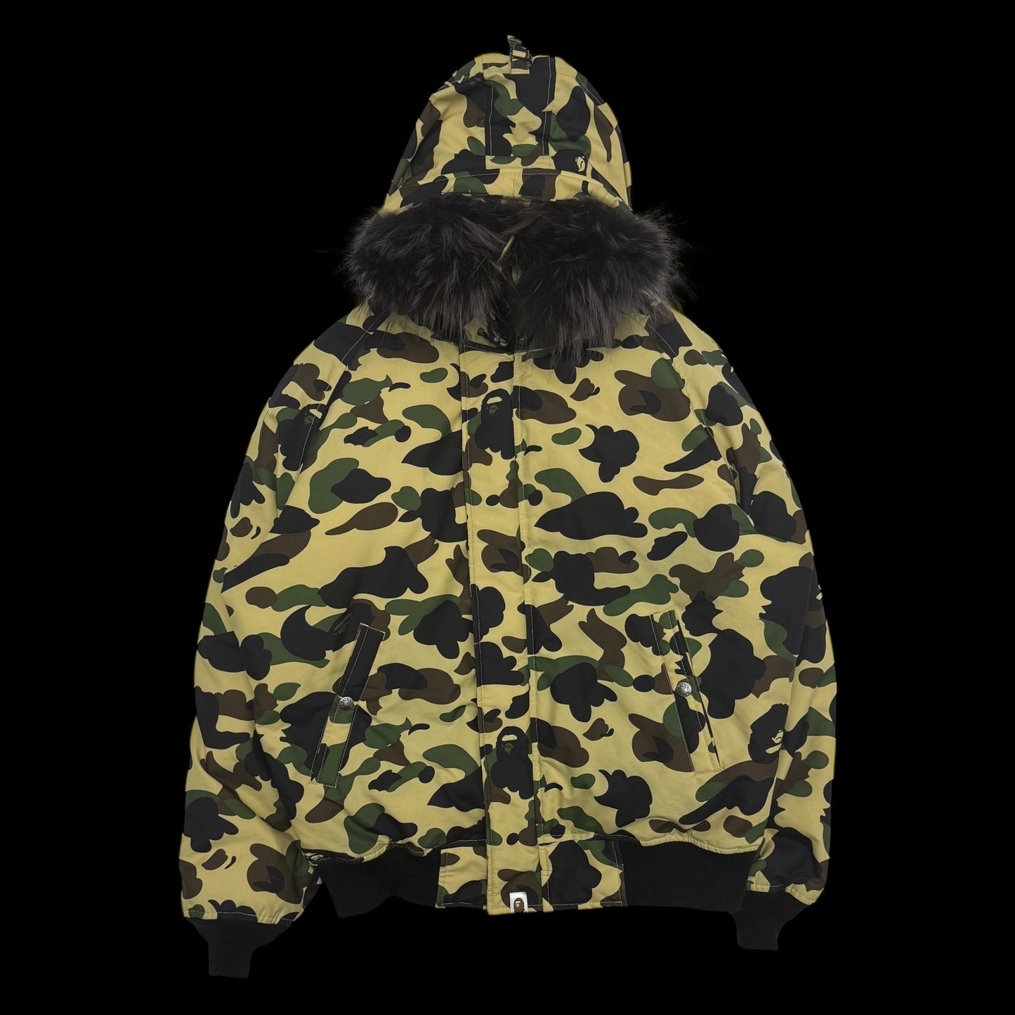 Bape (A Bathing Ape) 1st Camo N-2B Fur-Lined Down Jacket (Size L)
