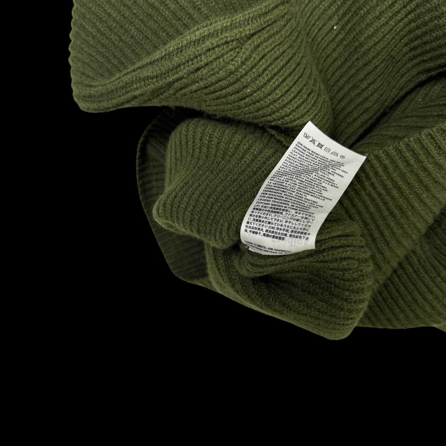 Acne Studios Fisherman Wool Blend Knit Quarter-Zip Sweatshirt Hunter Green (fits S-M)