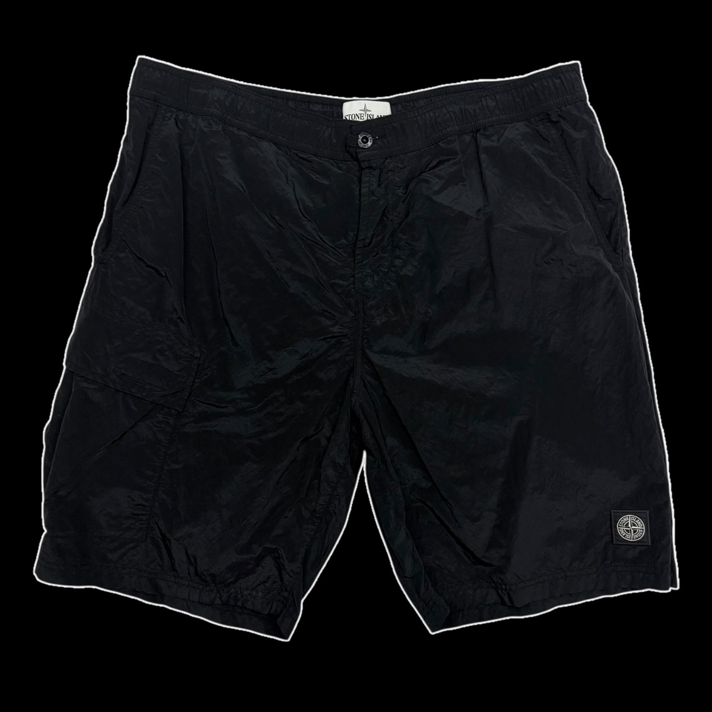 Stone Island Logo Patch Nylon Metal Shorts Black (Size XL)