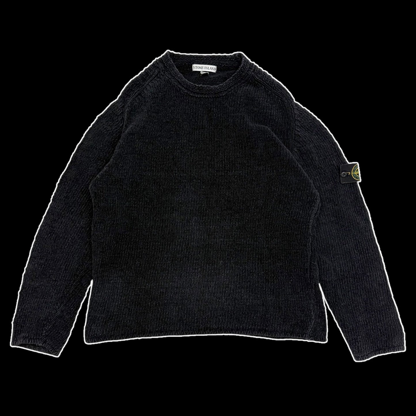 Stone Island AW00 Faded Heavy Ribbed Knit Sweatshirt (Size XL)