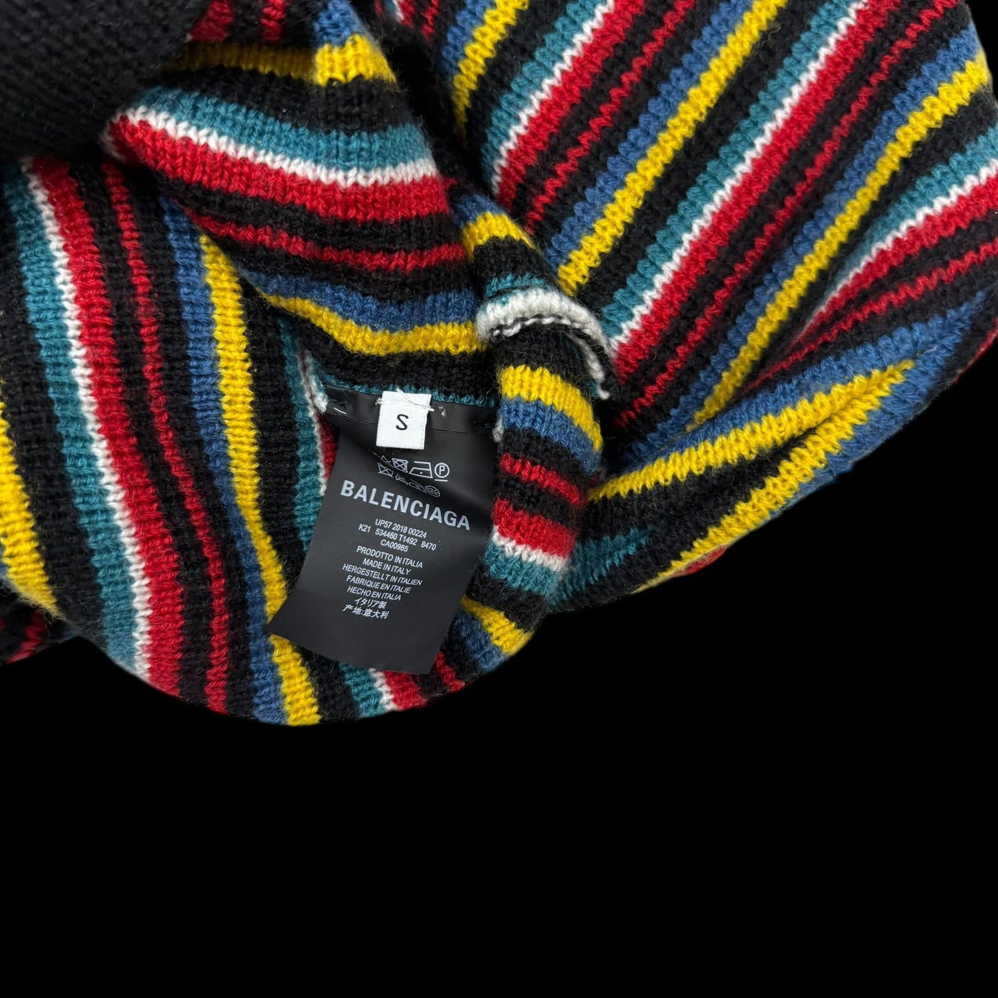 Balenciaga AW18 Oversized Distressed Striped Sweatshirt Multicolour (fits up to XL)