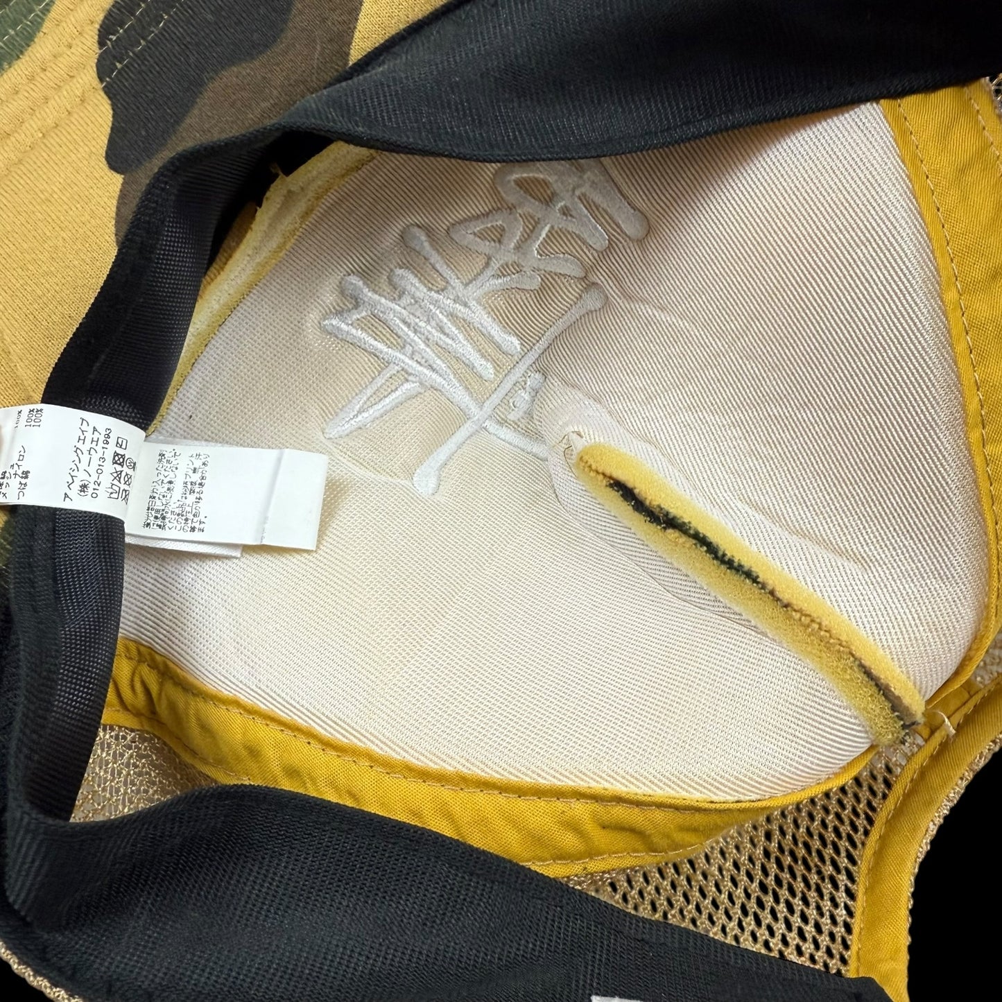 BAPE (A Bathing Ape) x Stussy Trucker Camo Cap Yellow
