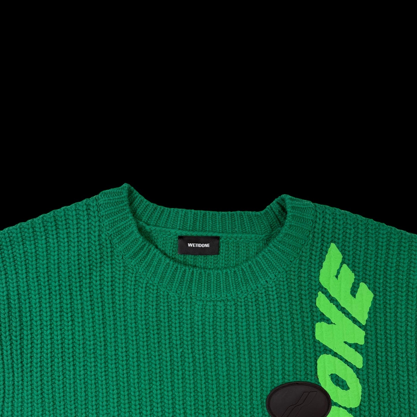 We11done Ribbed Wool Multi-Logo Square Knit Vest Green (Size L)