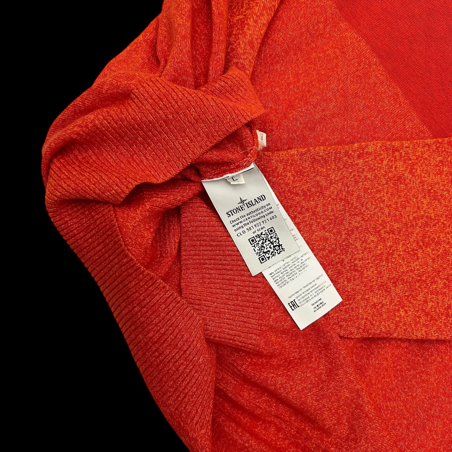 Stone Island Big Logo Intarsia Knit Sweatshirt Coral Red (Size L)