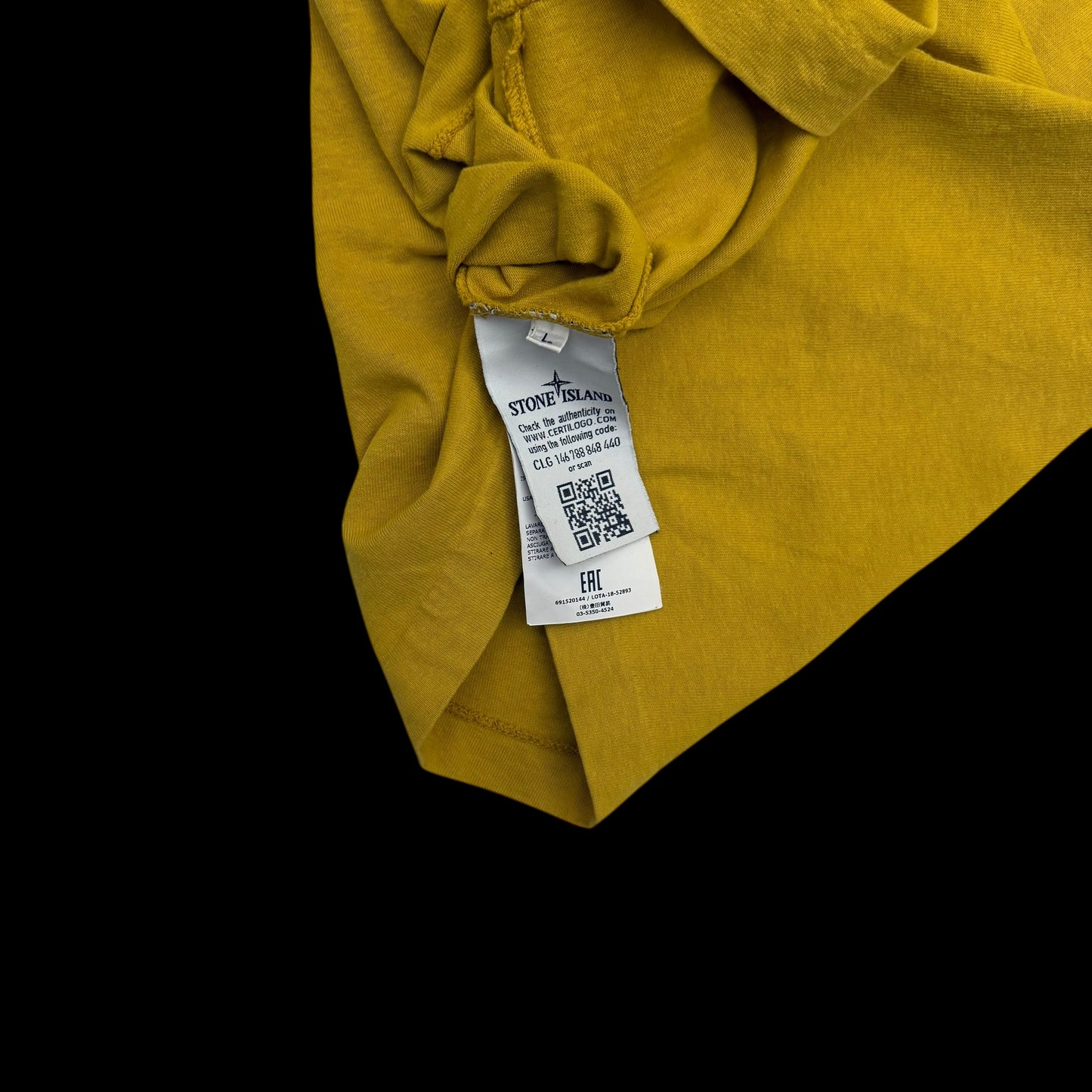 Stone Island 3M Reflective Short Sleeve T-Shirt Yellow (Size L)