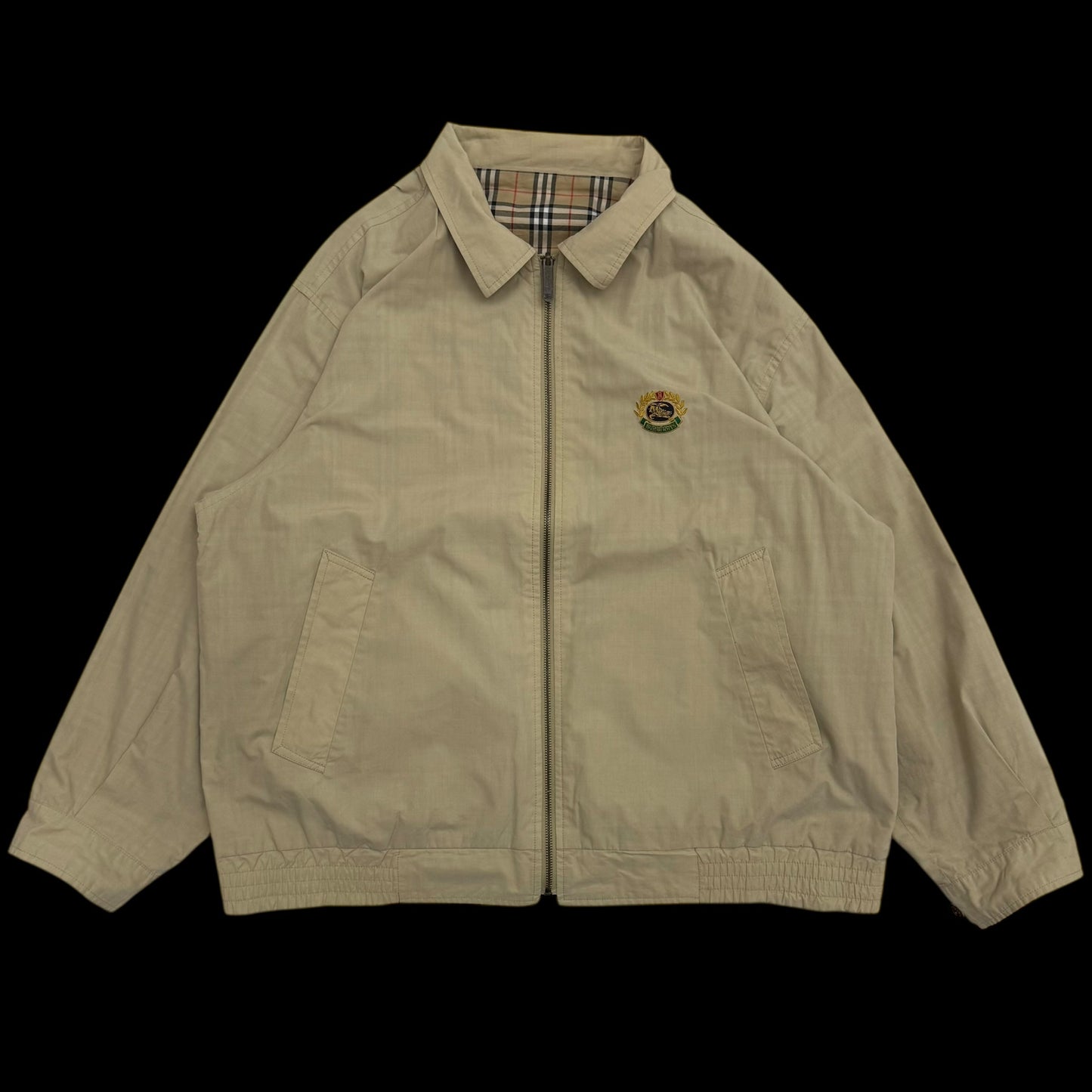 Burberry 90s Nova Check Reversible Harrington Jacket Beige (Fits XL)