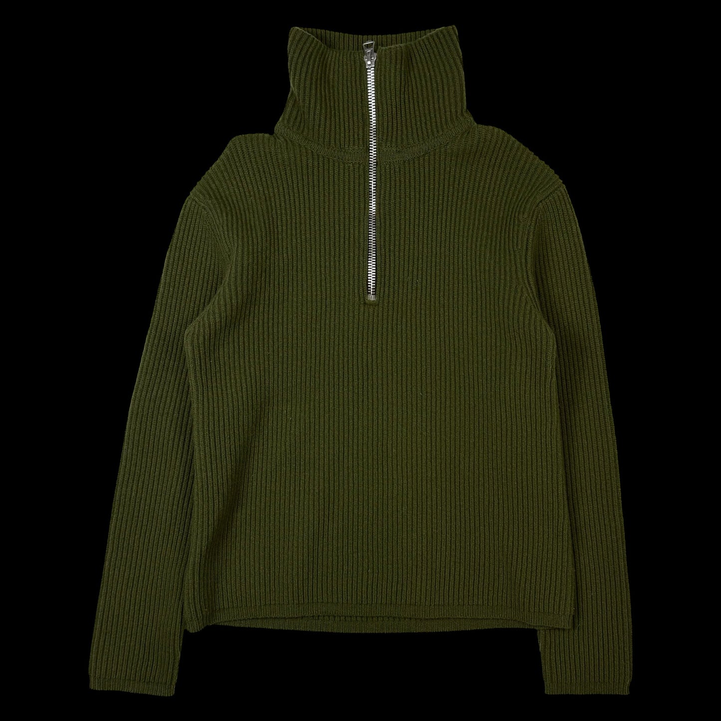 Acne Studios Fisherman Wool Blend Knit Quarter-Zip Sweatshirt Hunter Green (fits S-M)