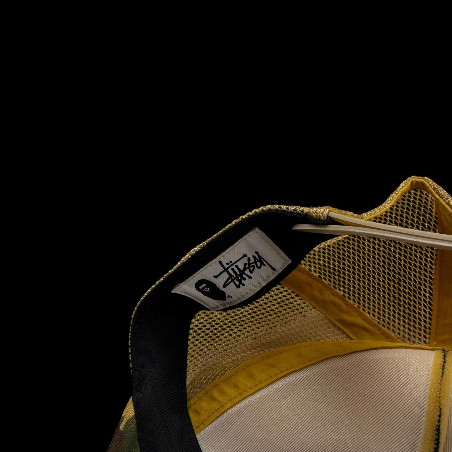 BAPE (A Bathing Ape) x Stussy Trucker Camo Cap Yellow