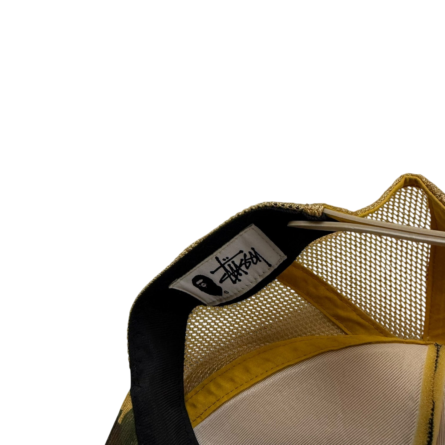BAPE (A Bathing Ape) x Stussy Trucker Camo Cap Yellow